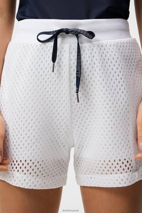 Women J.Lindeberg White Misha Mesh Shorts Clothing 8R621727