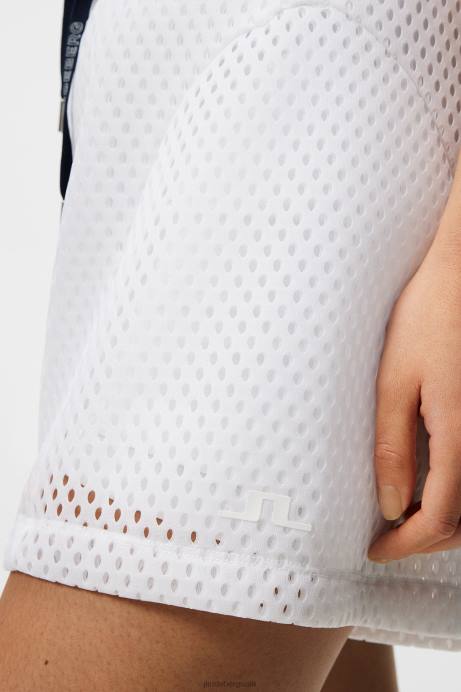 Women J.Lindeberg White Misha Mesh Shorts Clothing 8R621727