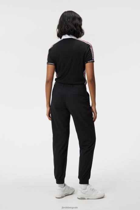 Women J.Lindeberg Black Damai Polo Clothing 8R621330