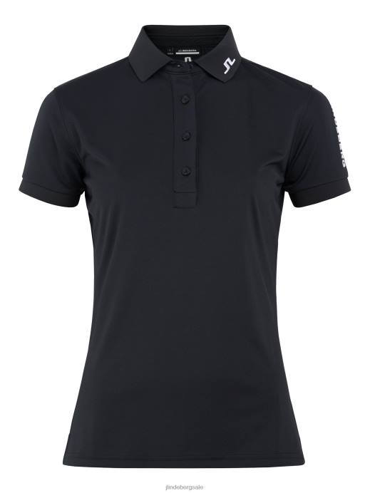 Women J.Lindeberg Black Tour Tech Golf Polo Clothing 8R621553