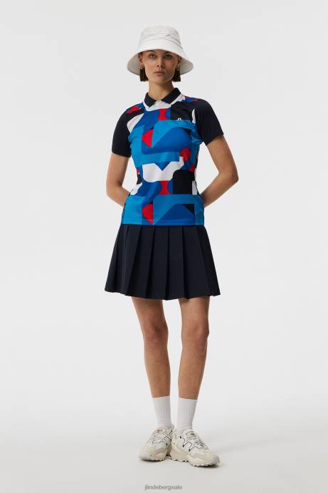 Women J.Lindeberg Brilliant Blue Big Bridge Antonia Print Polo Clothing 8R621537