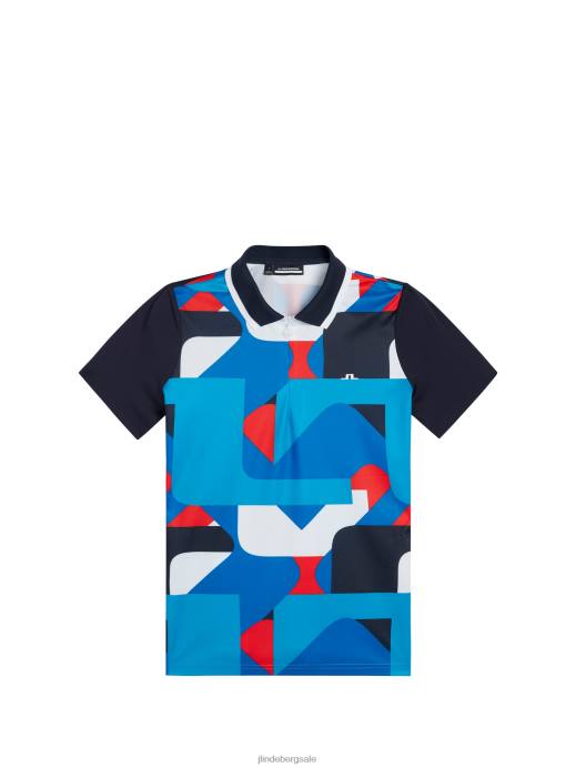 Women J.Lindeberg Brilliant Blue Big Bridge Antonia Print Polo Clothing 8R621537