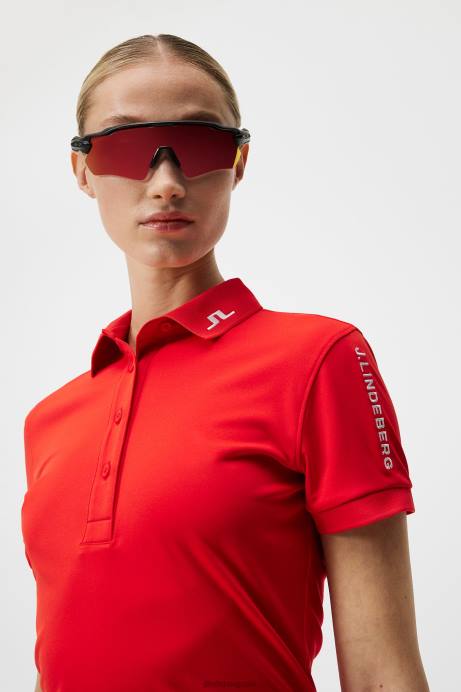 Women J.Lindeberg Fiery Red Tour Tech Polo Clothing 8R621469