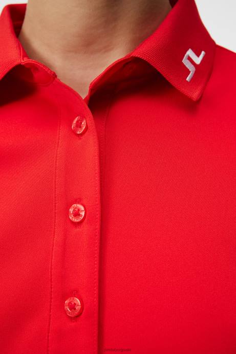 Women J.Lindeberg Fiery Red Tour Tech Polo Clothing 8R621469