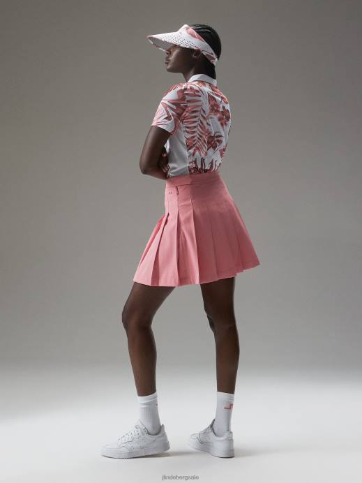 Women J.Lindeberg Hibiscus Pink Evelina Print Polo Clothing 8R621543