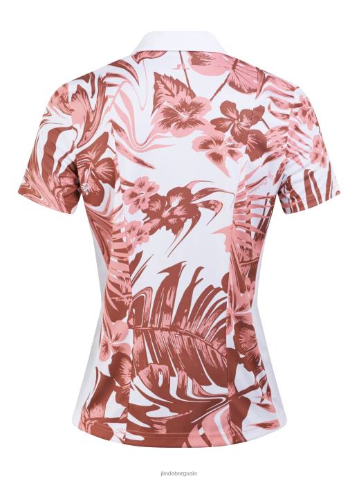 Women J.Lindeberg Hibiscus Pink Evelina Print Polo Clothing 8R621543