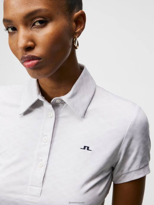 Women J.Lindeberg Light Grey Alaya Jacquard Polo Clothing 8R621541
