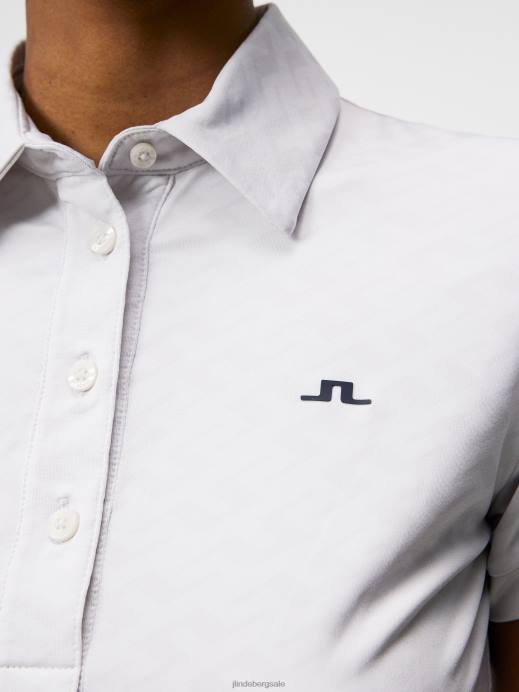 Women J.Lindeberg Light Grey Alaya Jacquard Polo Clothing 8R621541