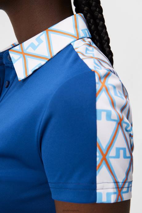 Women J.Lindeberg Little Boy Blue Diamond Cara Polo Clothing 8R621365