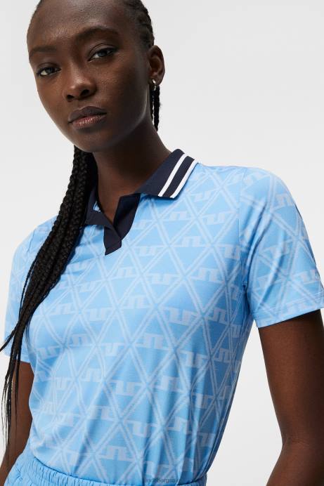 Women J.Lindeberg Little Boy Blue Sammy Polo Clothing 8R621334