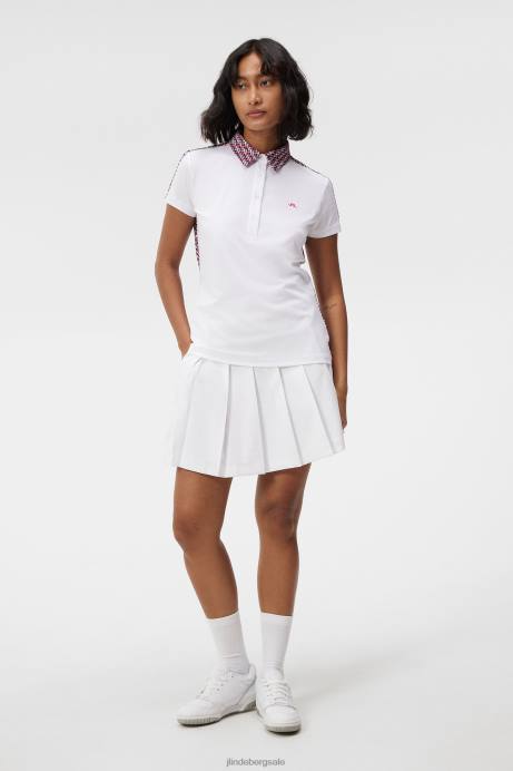 Women J.Lindeberg Micro Bridge Rose Red Cara Polo Clothing 8R621366