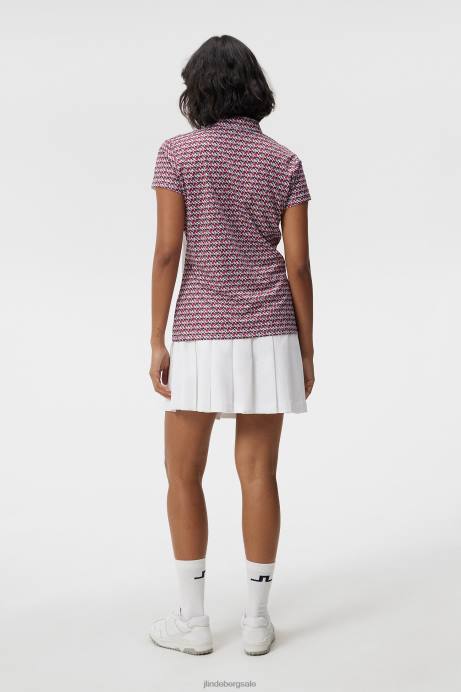 Women J.Lindeberg Micro Bridge Rose Red Cara Polo Clothing 8R621366