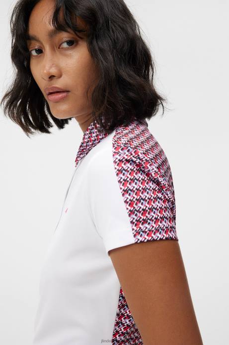 Women J.Lindeberg Micro Bridge Rose Red Cara Polo Clothing 8R621366