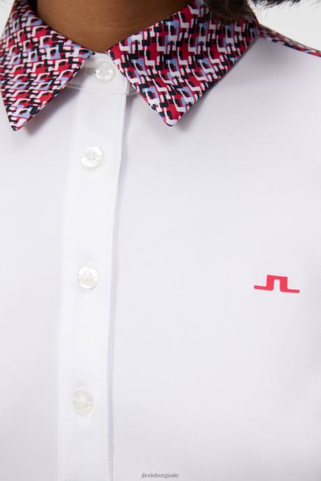 Women J.Lindeberg Micro Bridge Rose Red Cara Polo Clothing 8R621366