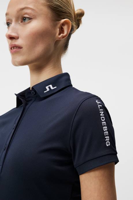 Women J.Lindeberg Navy Tour Tech Golf Polo Clothing 8R621551