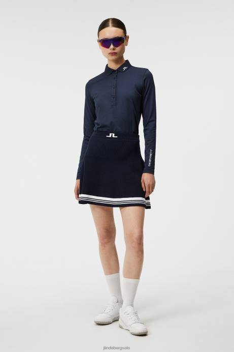 Women J.Lindeberg Navy Tour Tech Long Sleeve Polo Clothing 8R621335