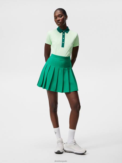 Women J.Lindeberg Patina Green Henrietta Debossed Polo Clothing 8R621424