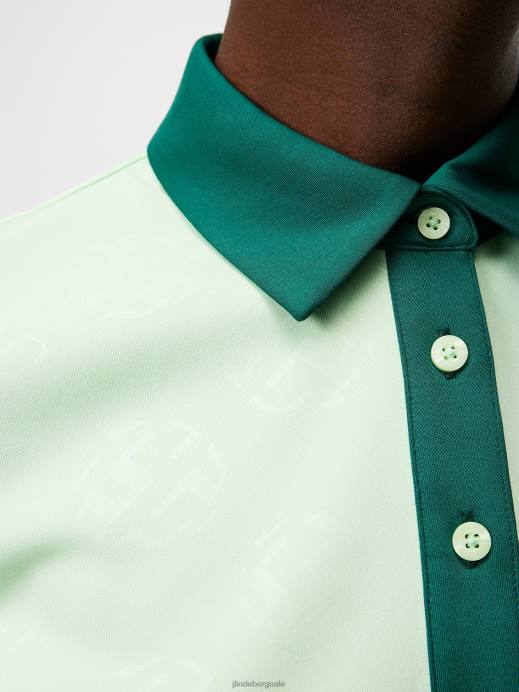 Women J.Lindeberg Patina Green Henrietta Debossed Polo Clothing 8R621424