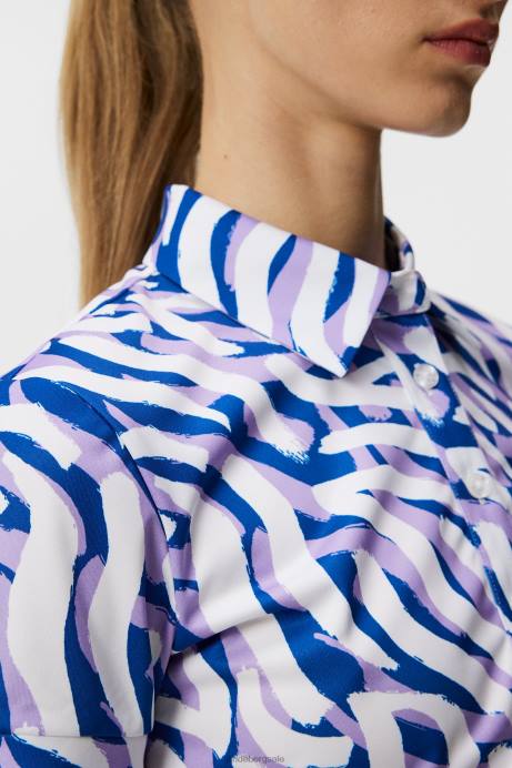 Women J.Lindeberg Purple Painted Zebra Hailey Print Polo Clothing 8R621386