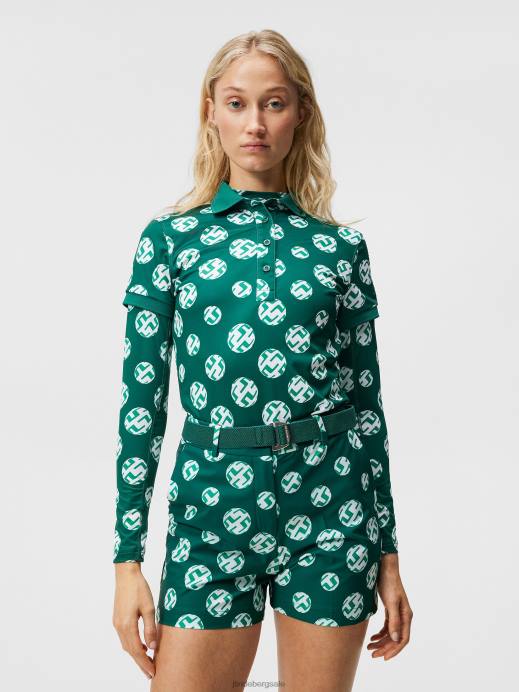 Women J.Lindeberg Rain Forest Sphere Dot Tour Tech Print Polo Clothing 8R621458
