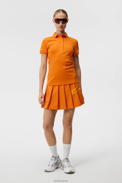 Women J.Lindeberg Russet Orange Tour Tech Polo Clothing 8R621470