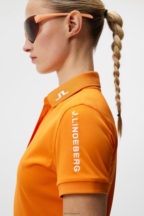 Women J.Lindeberg Russet Orange Tour Tech Polo Clothing 8R621470