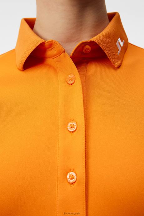 Women J.Lindeberg Russet Orange Tour Tech Polo Clothing 8R621470