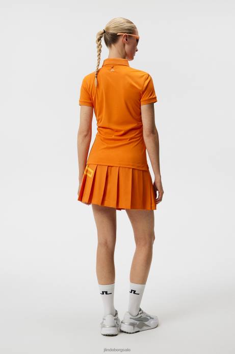 Women J.Lindeberg Russet Orange Tour Tech Polo Clothing 8R621470