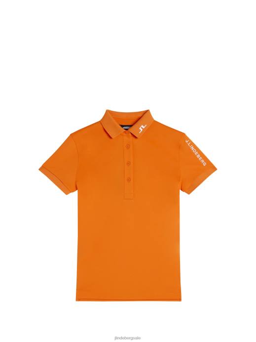 Women J.Lindeberg Russet Orange Tour Tech Polo Clothing 8R621470