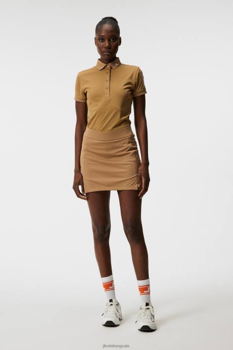 Women J.Lindeberg Tiger Brown Tour Tech Polo Clothing 8R621467