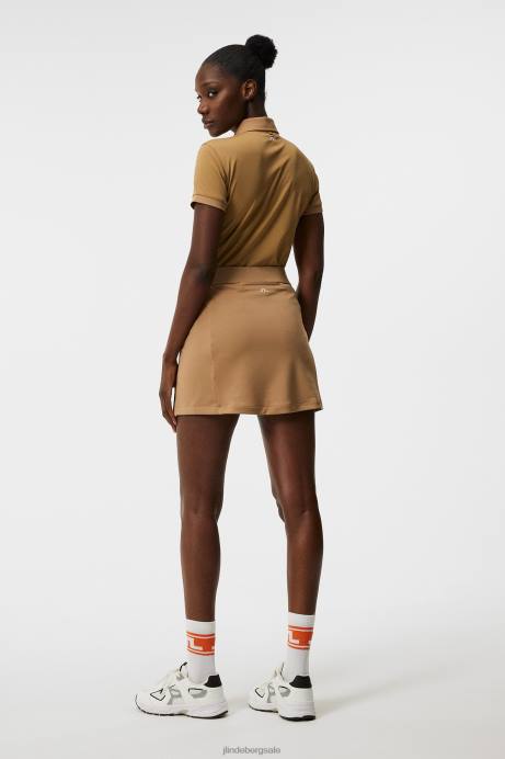 Women J.Lindeberg Tiger Brown Tour Tech Polo Clothing 8R621467