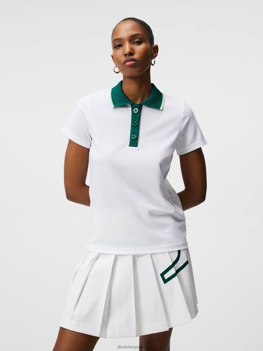 Women J.Lindeberg White Alea Polo Clothing 8R621496