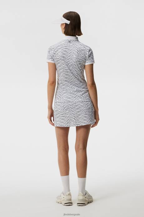 Women J.Lindeberg White Bridge Swirl Tour Tech Print Polo Clothing 8R621460