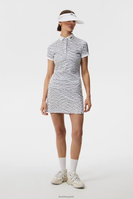 Women J.Lindeberg White Bridge Swirl Tour Tech Print Polo Clothing 8R621460