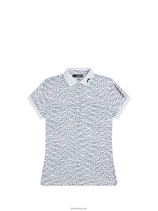 Women J.Lindeberg White Bridge Swirl Tour Tech Print Polo Clothing 8R621460
