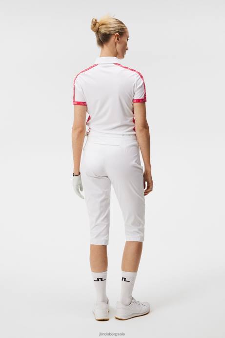 Women J.Lindeberg White Damai Polo Clothing 8R621532