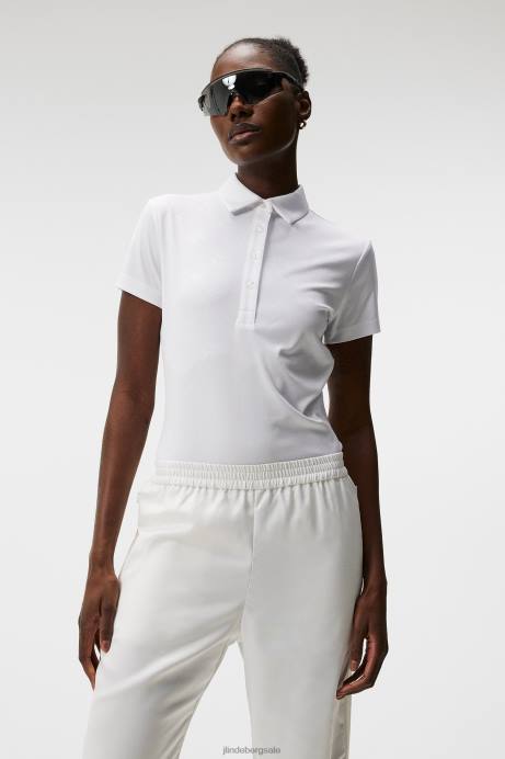 Women J.Lindeberg White Henrietta Debossed Polo Clothing 8R621425