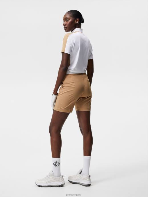 Women J.Lindeberg White Pip Polo Clothing 8R621445