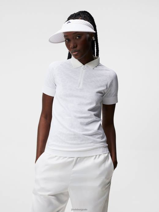 Women J.Lindeberg White Sadine Seamless Polo Clothing 8R621501