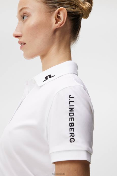 Women J.Lindeberg White Tour Tech Golf Polo Clothing 8R621552