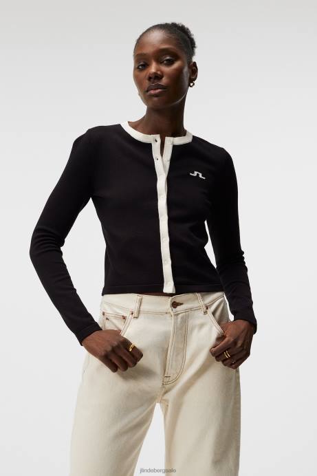 Women J.Lindeberg Black Freda Knitted Cardigan Clothing 8R621832
