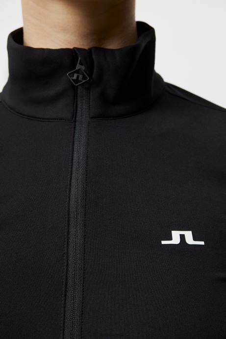 Women J.Lindeberg Black Lauryn Half Zip Mid Layer Clothing 8R621879