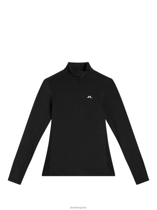 Women J.Lindeberg Black Lauryn Half Zip Mid Layer Clothing 8R621879
