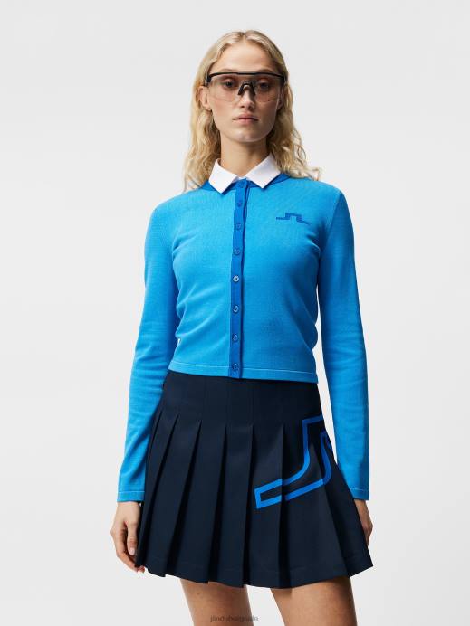 Women J.Lindeberg Brilliant Blue Freda Knitted Cardigan Clothing 8R621829