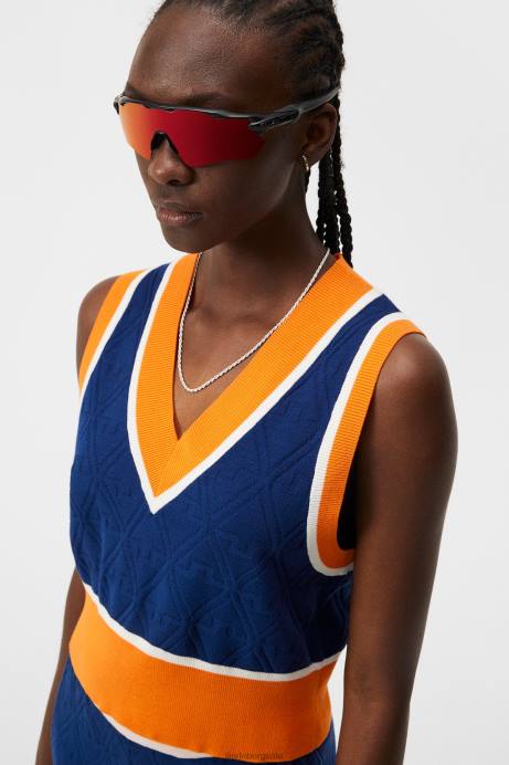 Women J.Lindeberg Estate Blue Barbados Knitted Vest Clothing 8R621771