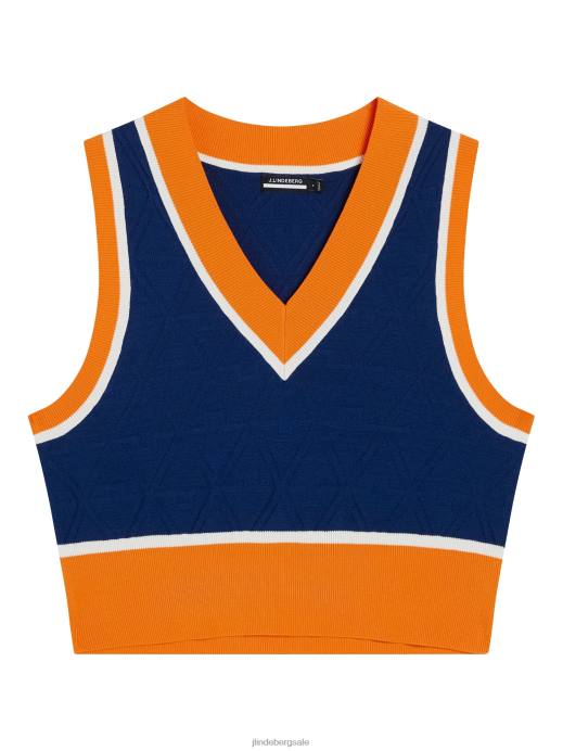 Women J.Lindeberg Estate Blue Barbados Knitted Vest Clothing 8R621771