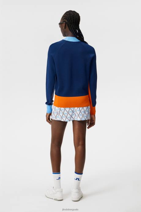 Women J.Lindeberg Estate Blue Zoe Knitted Sweater Clothing 8R621765