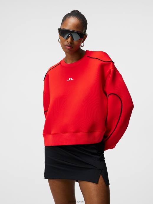 Women J.Lindeberg Fiery Red Miranda Crew Neck Clothing 8R621870