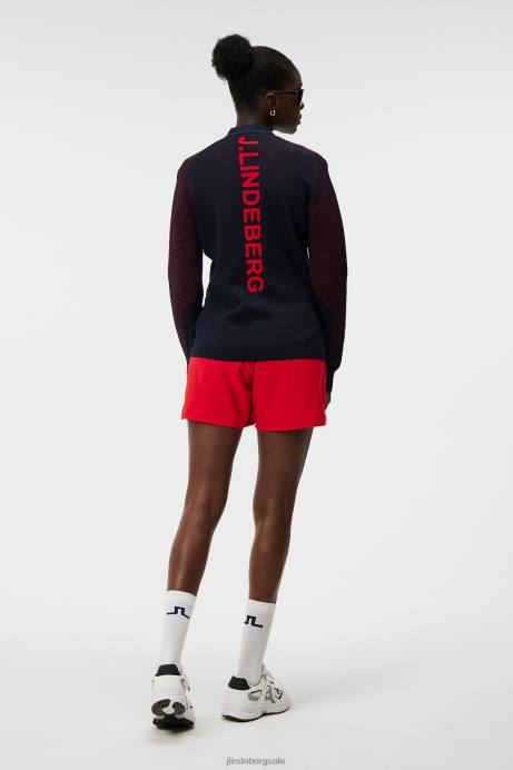 Women J.Lindeberg Fiery Red Rosa Hybrid Knit Clothing 8R621848