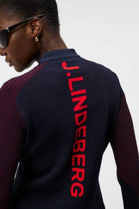 Women J.Lindeberg Fiery Red Rosa Hybrid Knit Clothing 8R621848